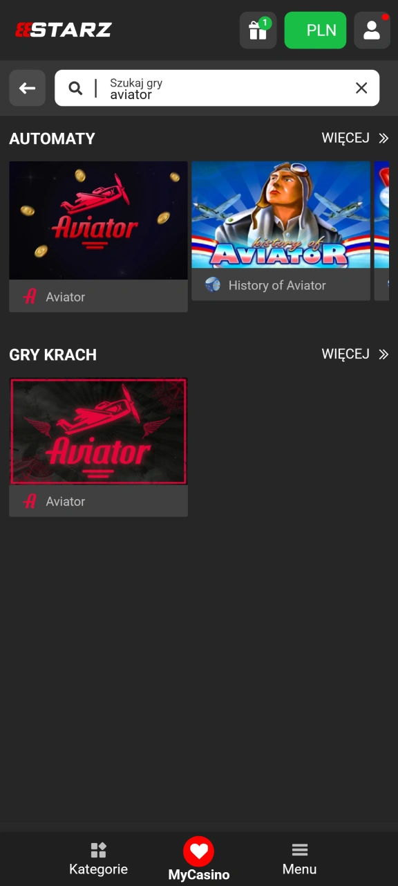 Przejdź do lobby i wybierz grę Aviator, aby zobaczyć startujący samolot na platformie 888starz.