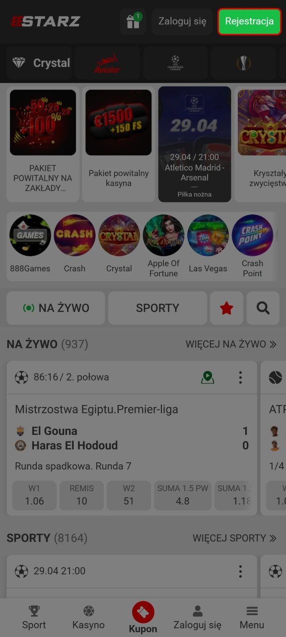Wejdź na stronę i zarejestruj się, aby stać się częścią społeczności graczy 888starz.