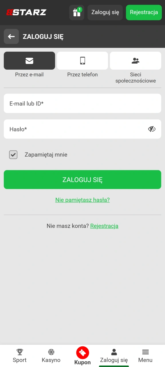 Zaloguj się na swoje konto 888starz, używając swoich danych logowania.
