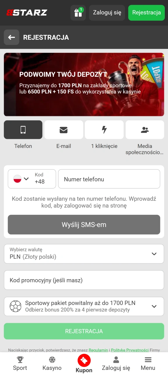 Załóż konto na platformie 888starz, korzystając z wygodnej metody.