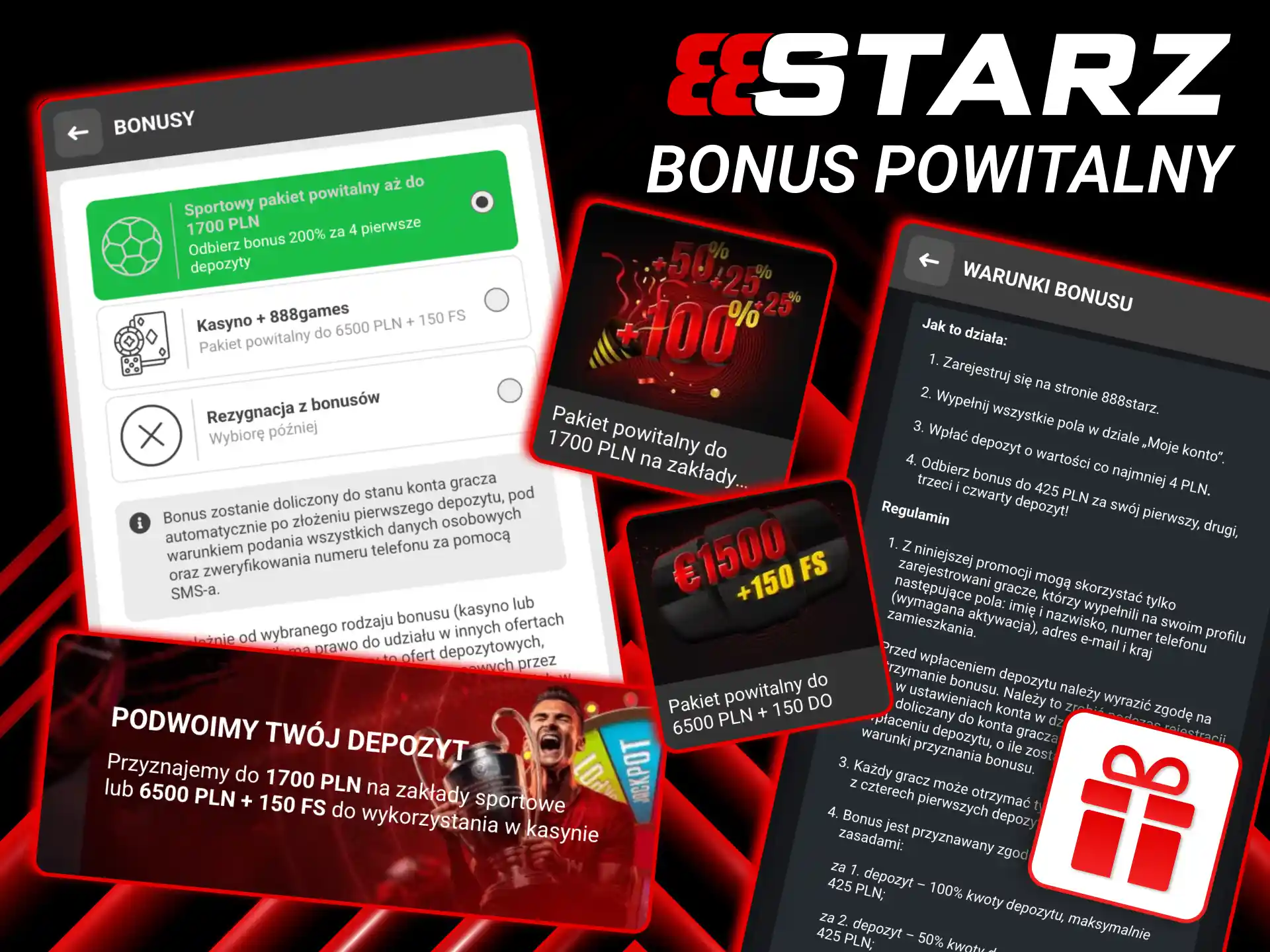 Bonusy 888starz po rejestracji zależą od wybranego pakietu i wpłaty.