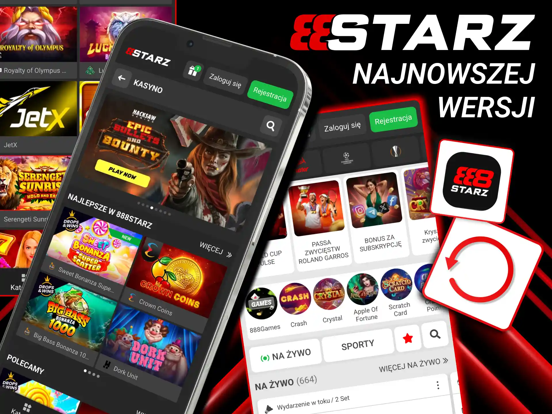 Najnowsza wersja 888starz dostępna od razu po powiadomieniu.