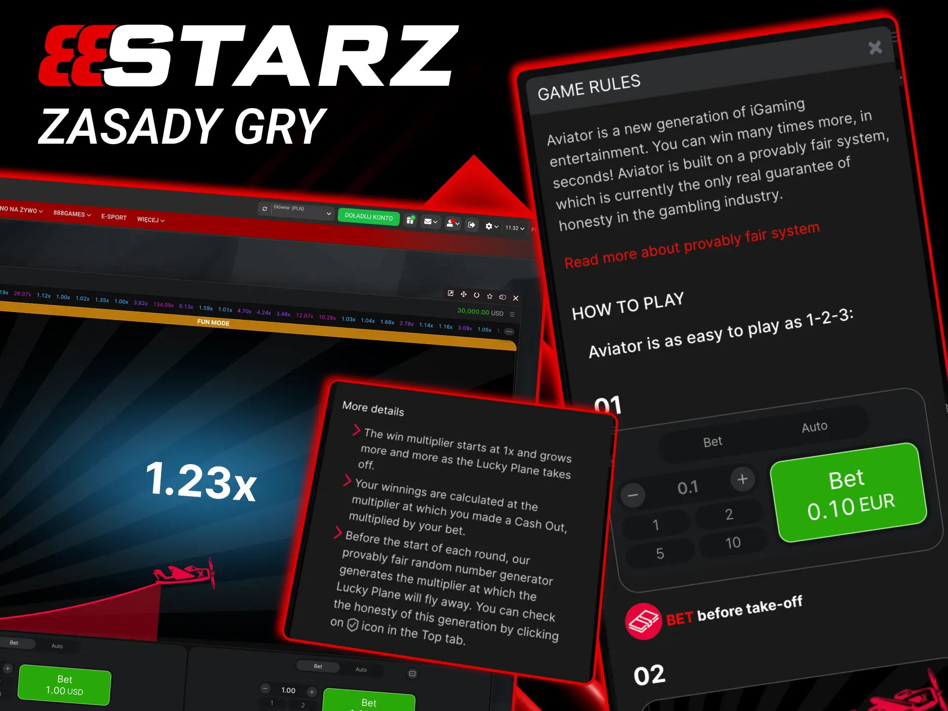 Zasady Aviatora 888starz opierają się na rosnącym mnożniku i szybkim cashoucie.