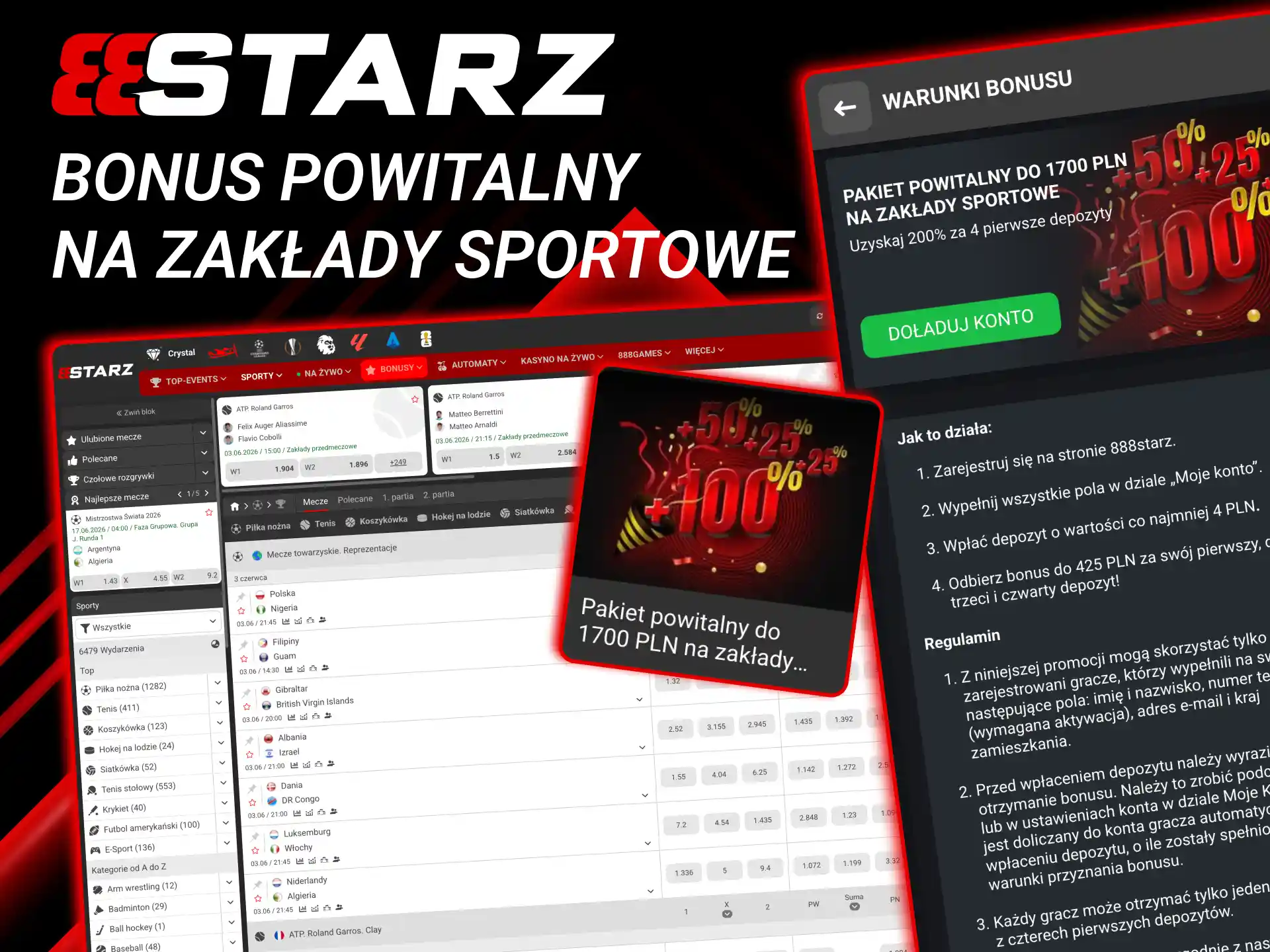 888starz zapewnia wysoki bonus powitalny 200% na zakłady sportowe.