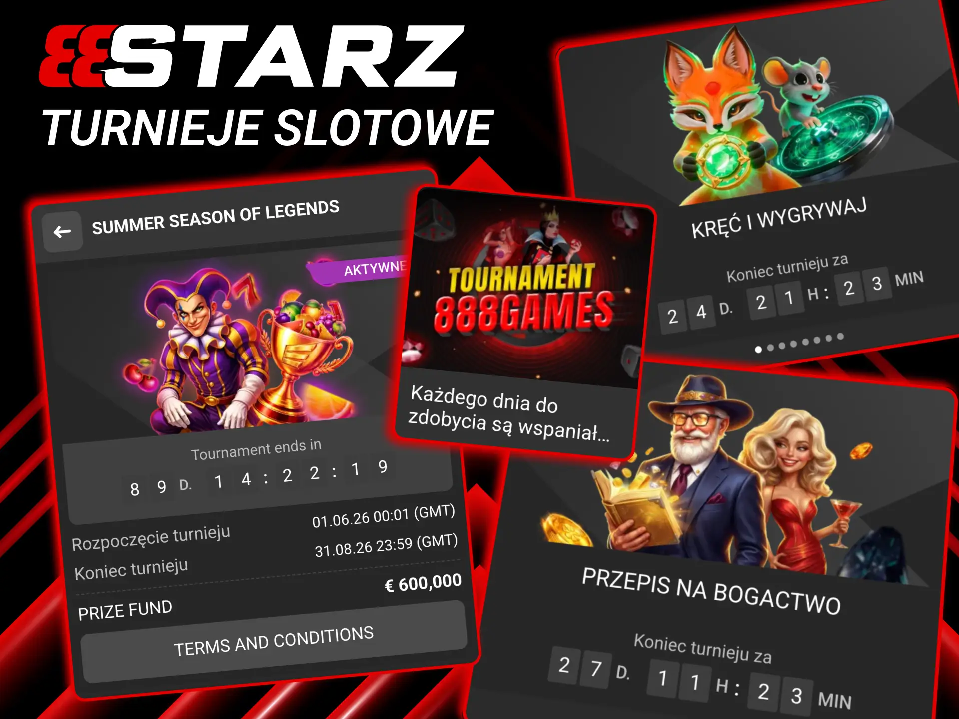 W turniejach 888starz zdobywasz punkty, grając na wybranych slotach.