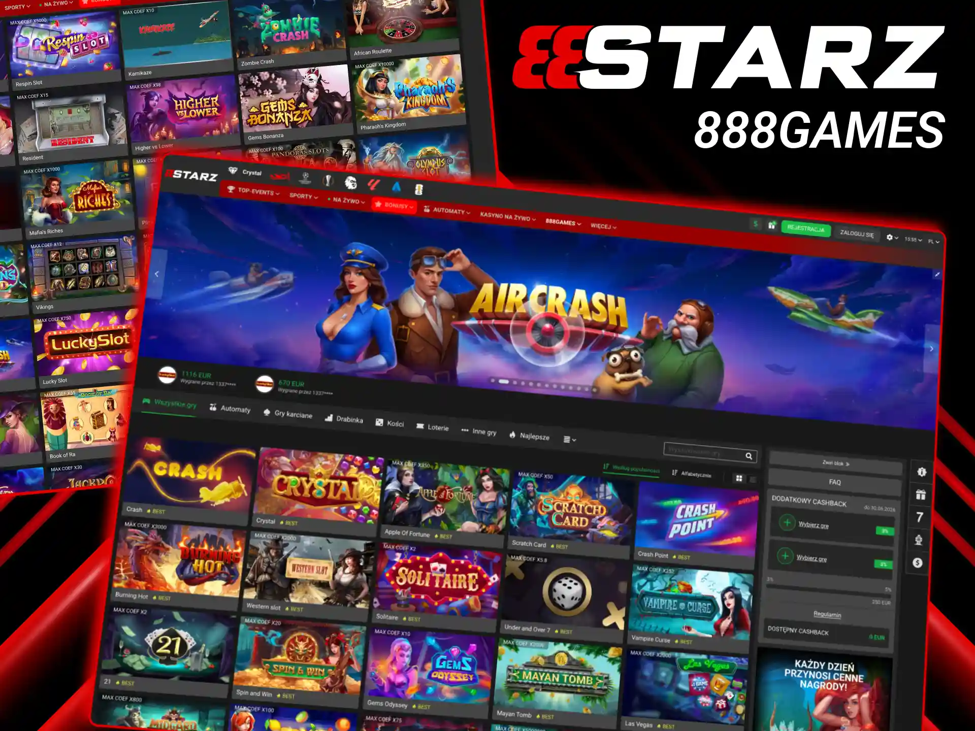 Gry 888Games w 888starz zapewniają dynamiczną rozgrywkę i łatwe zasady.