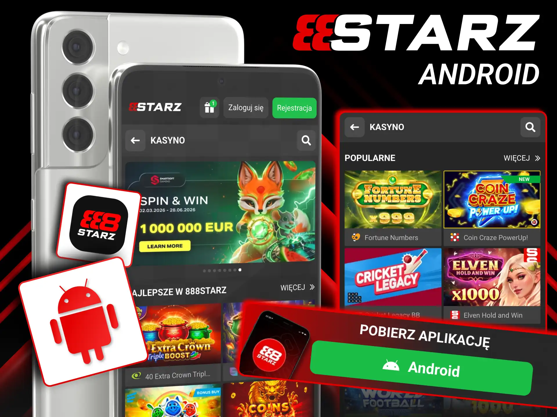 888starz na Android działa po pobraniu i zainstalowaniu pliku APK.